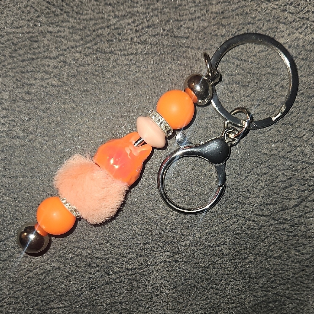 Orange & Peach Monster Labubu Inspired Hand Crafted Keychain - Picture 3 of 4